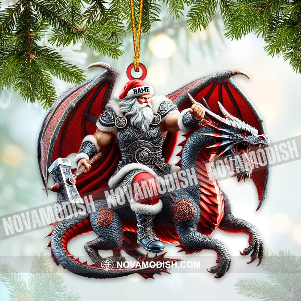 Custom Name Santa Dragon Ornament Christmas Gift For Lover 3.54’’ / 1