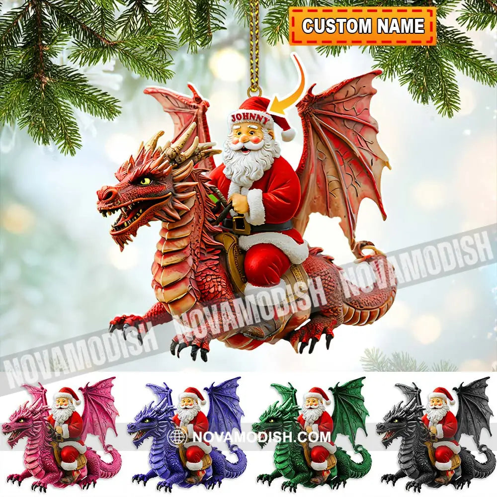 Custom Name Santa Dragon Ornament Christmas Gift For Lover