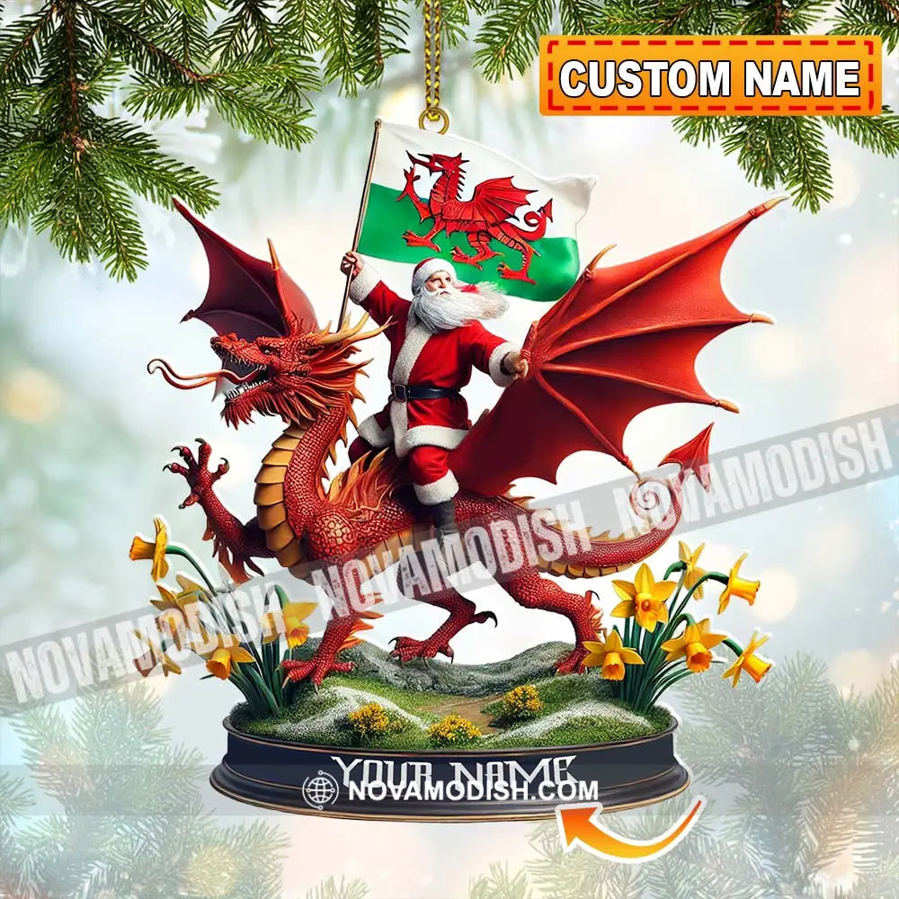 Custom Name Santa Dragon Ornament Christmas Gift For Lover