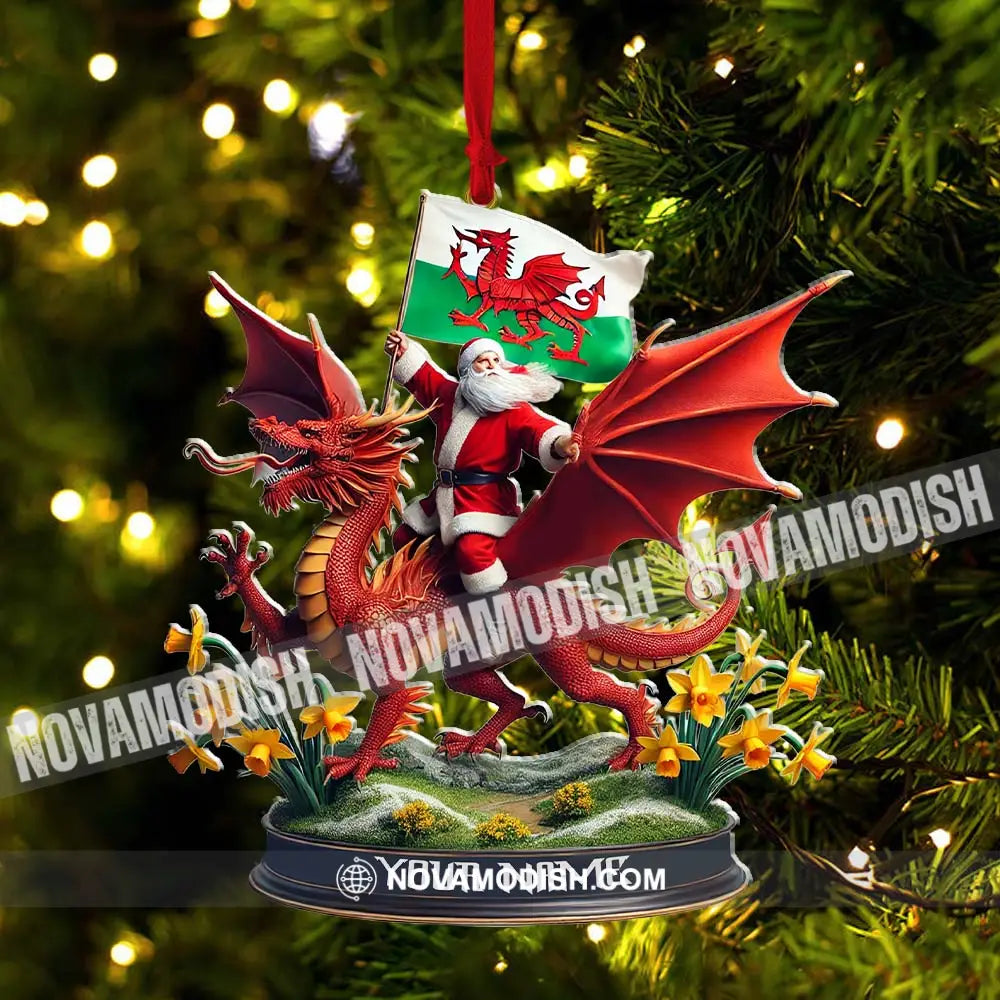 Custom Name Santa Dragon Ornament Christmas Gift For Lover