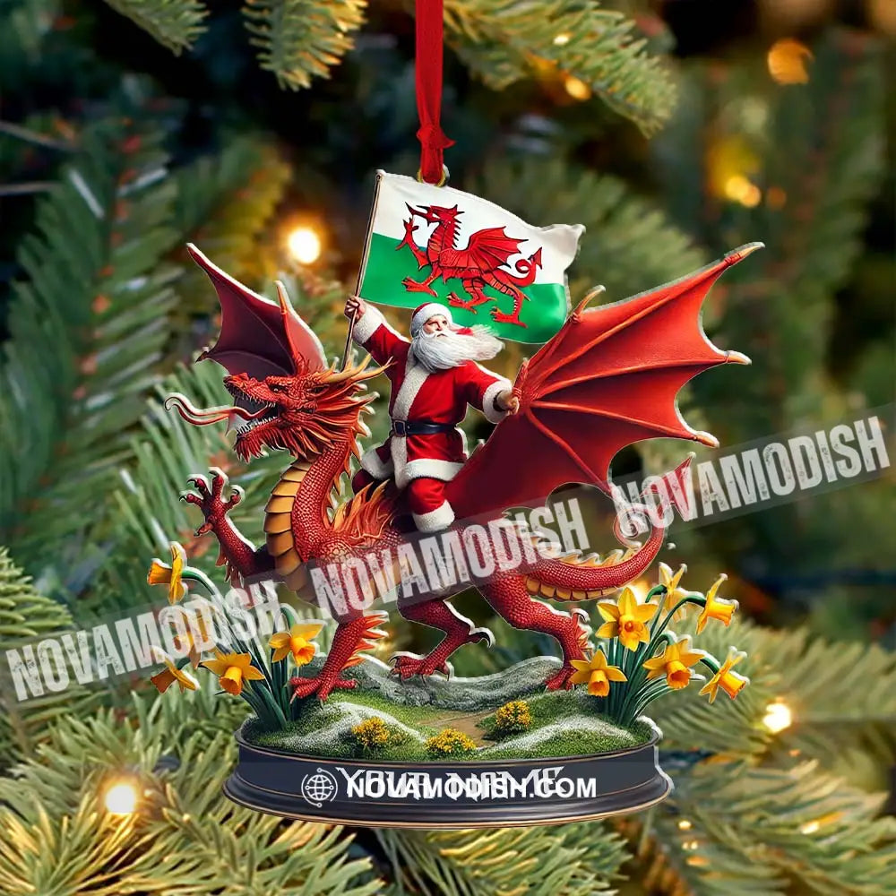 Custom Name Santa Dragon Ornament Christmas Gift For Lover