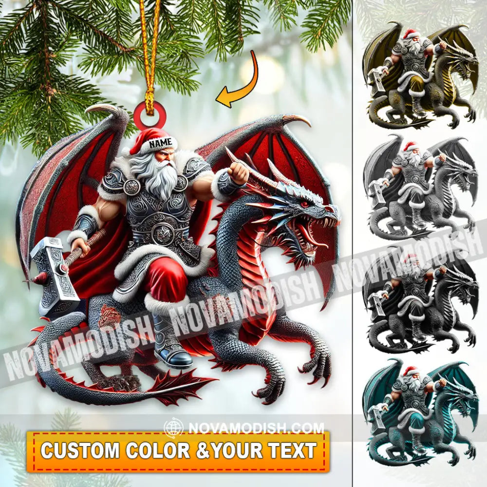 Custom Name Santa Dragon Ornament Christmas Gift For Lover