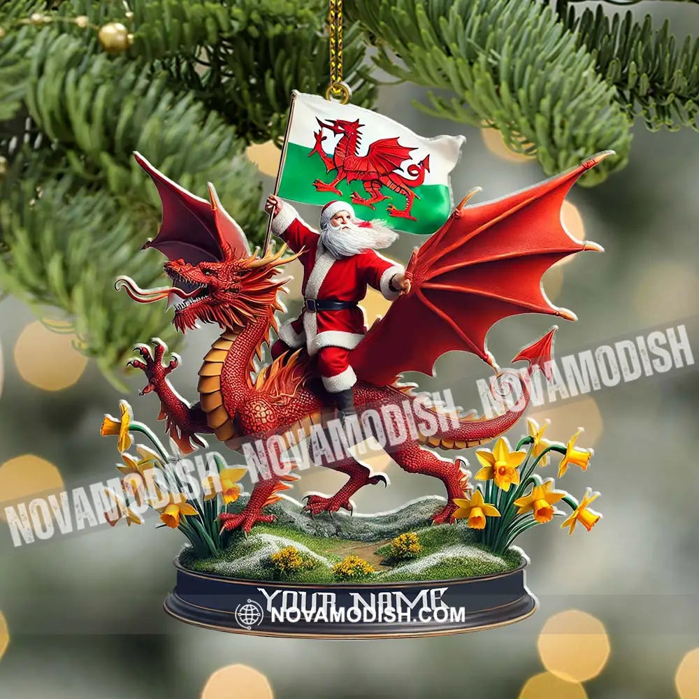 Custom Name Santa Dragon Ornament Christmas Gift For Lover