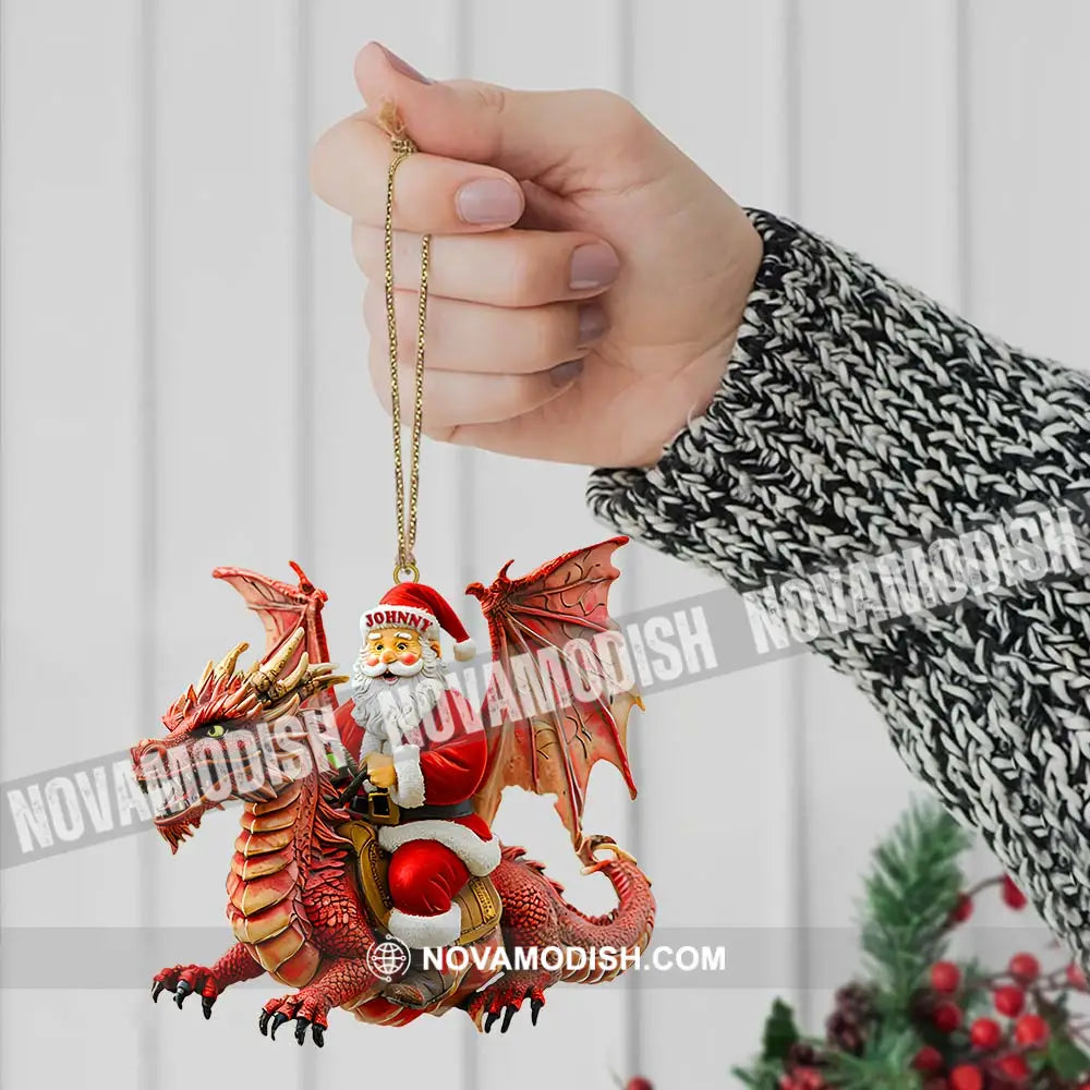 Custom Name Santa Dragon Ornament Christmas Gift For Lover