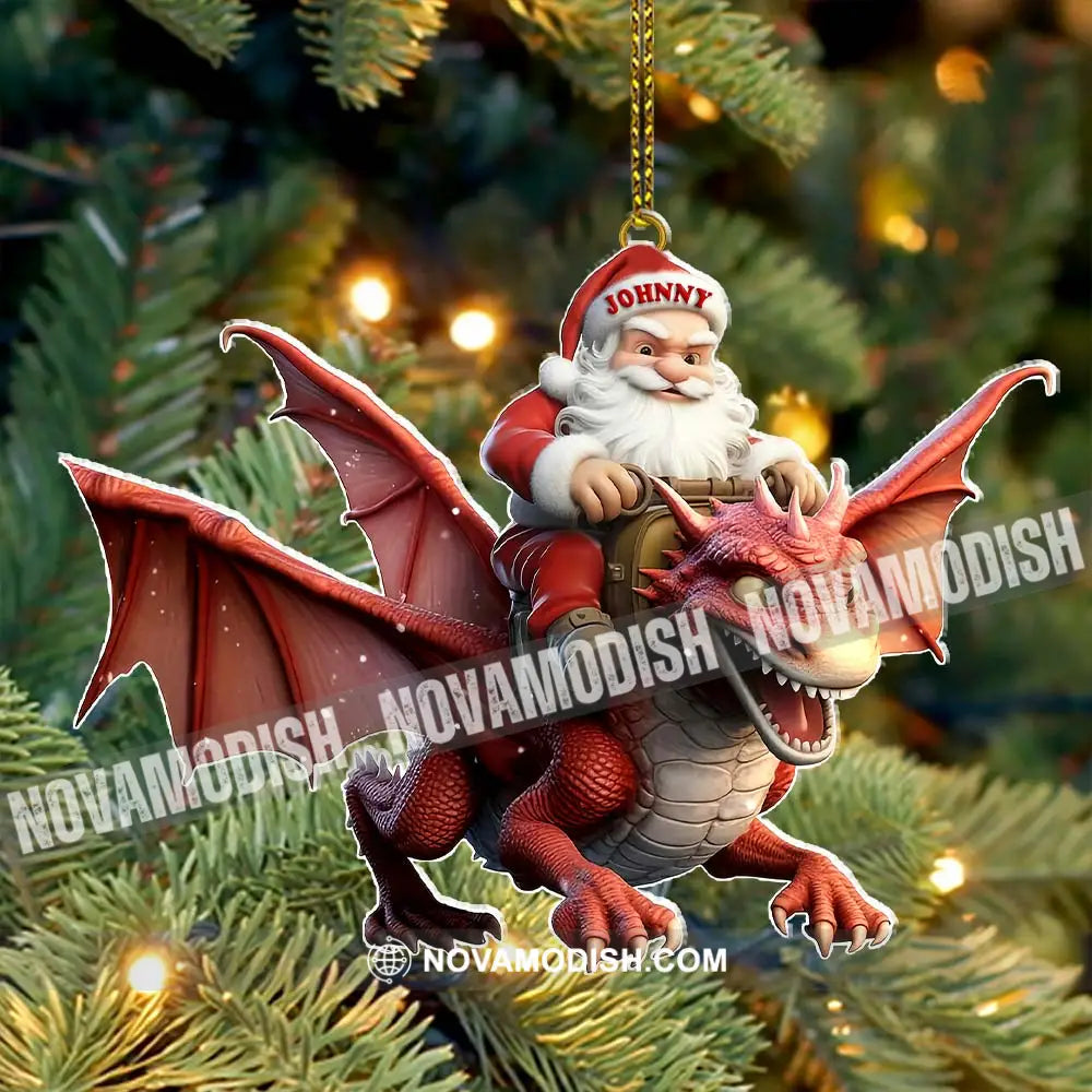 Custom Name Santa Dragon Ornament Christmas Gift For Lover