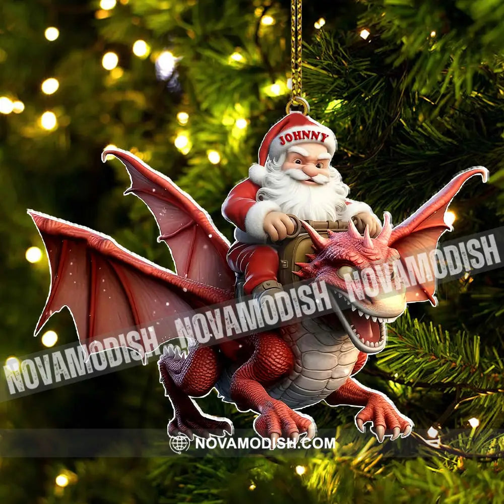 Custom Name Santa Dragon Ornament Christmas Gift For Lover
