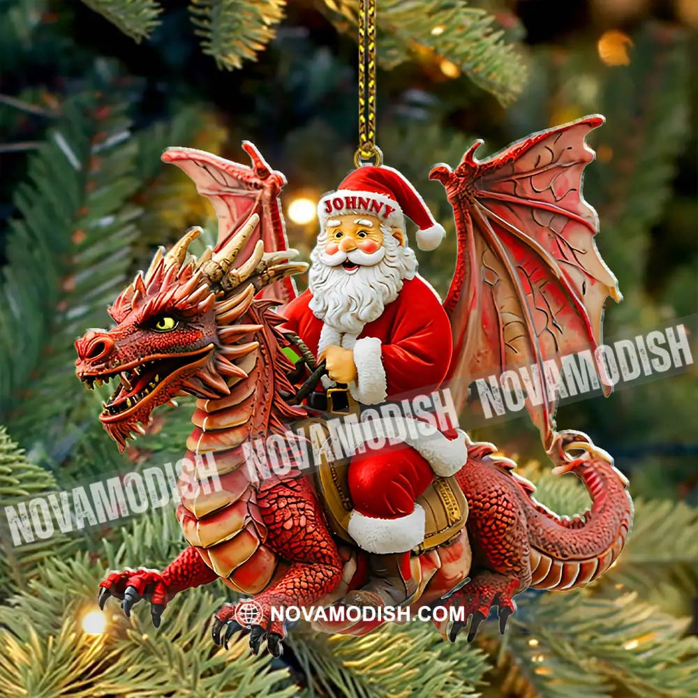 Custom Name Santa Dragon Ornament Christmas Gift For Lover