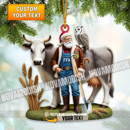 Custom Name Santa Farmer Ornament Christmas Gift