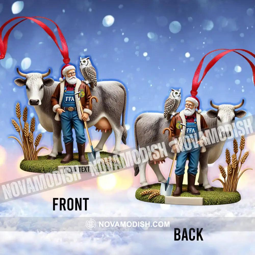 Custom Name Santa Farmer Ornament Christmas Gift