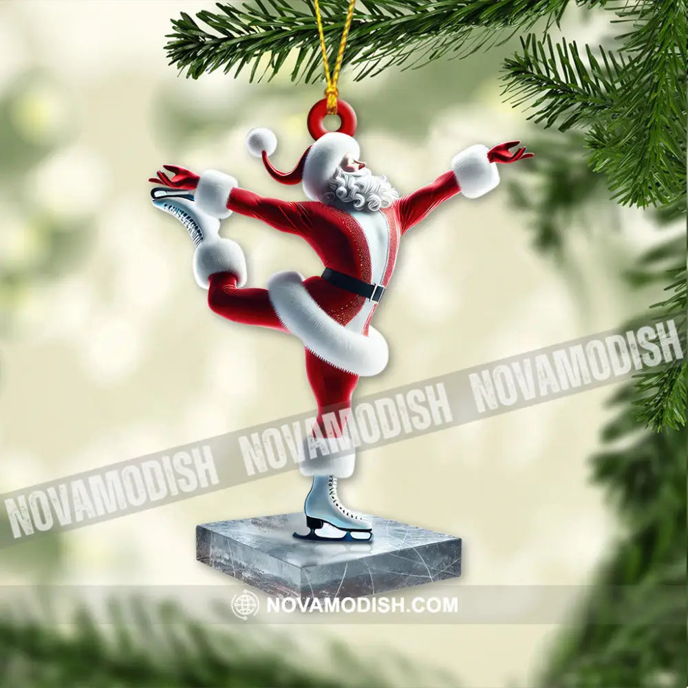 Custom Name Santa Figure Skating Ornament Christmas Decoration 3.54’’ / 1