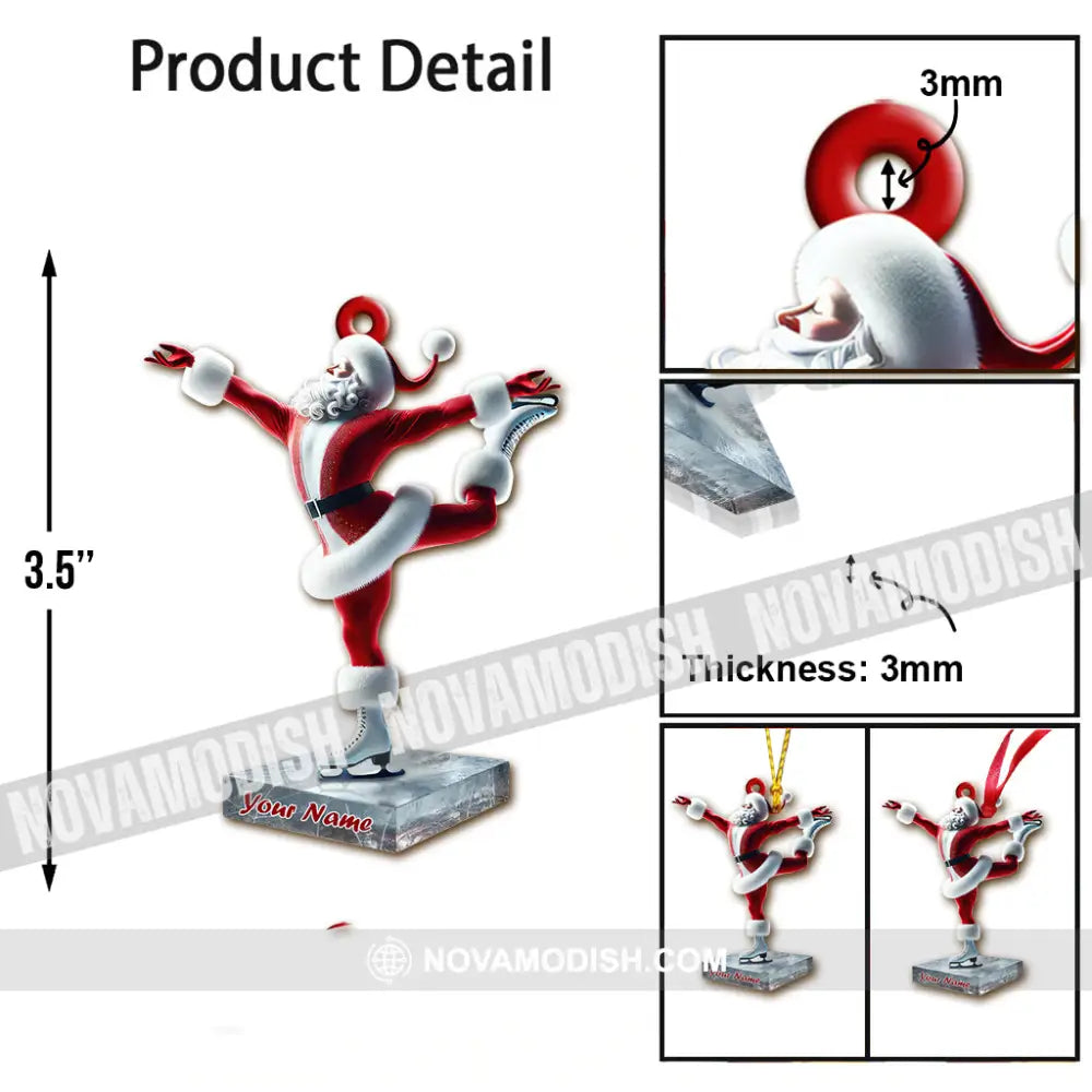 Custom Name Santa Figure Skating Ornament Christmas Decoration