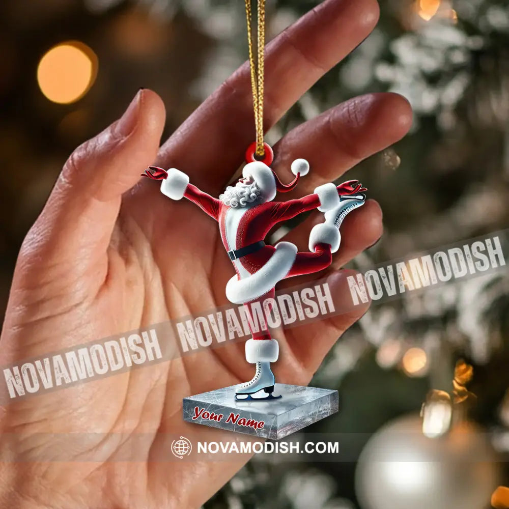 Custom Name Santa Figure Skating Ornament Christmas Decoration