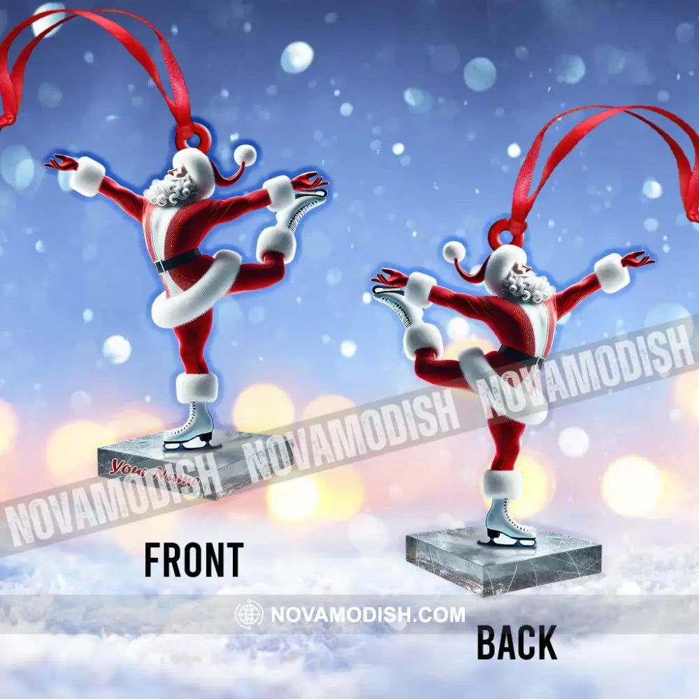 Custom Name Santa Figure Skating Ornament Christmas Decoration