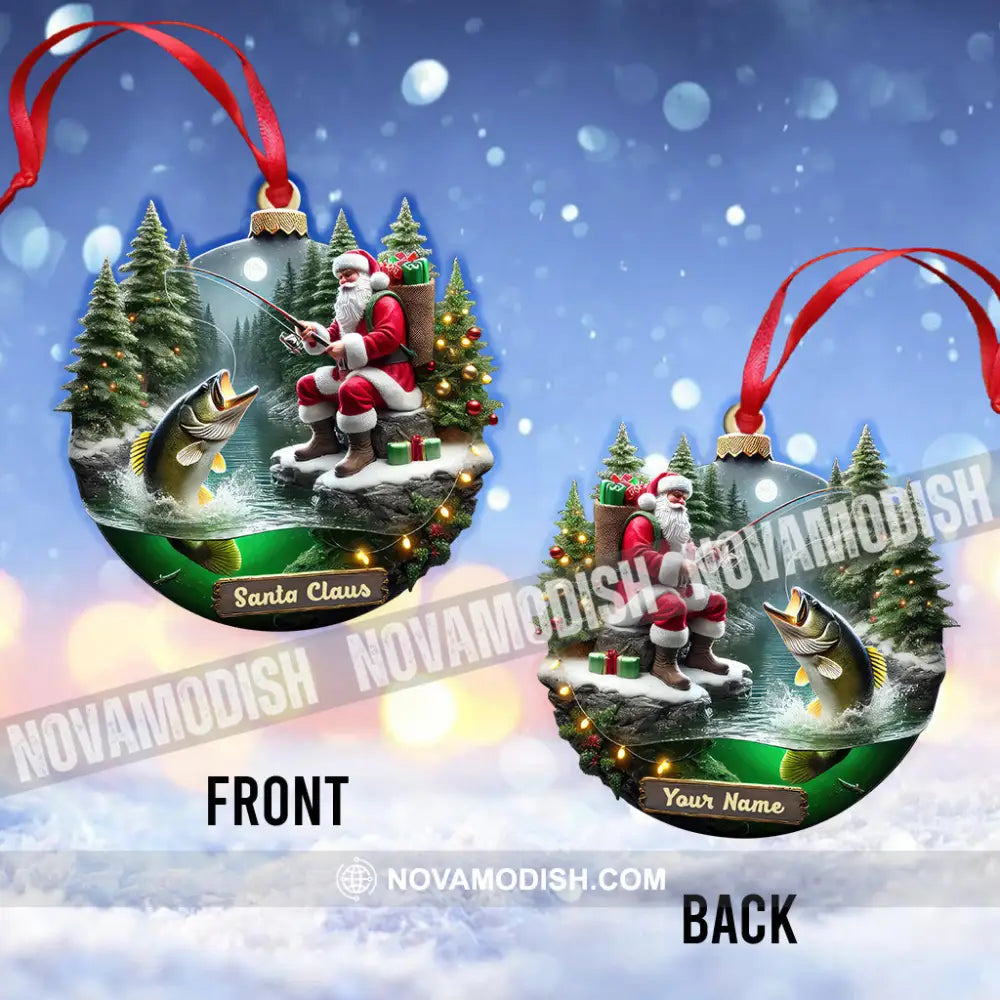 Custom Name Santa Fishing Ornament Lover Christmas Gift