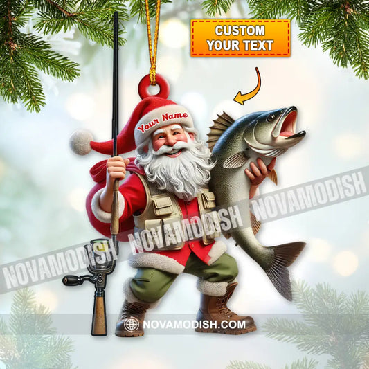 Custom Name Santa Fishing Ornament Lover Christmas Gift