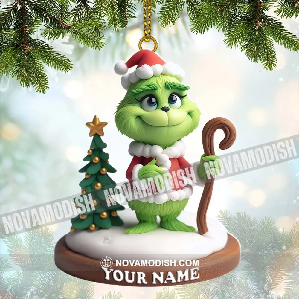 Custom Name Santa Grinch Ornament Christmas Decoration 3.54’’ / 1