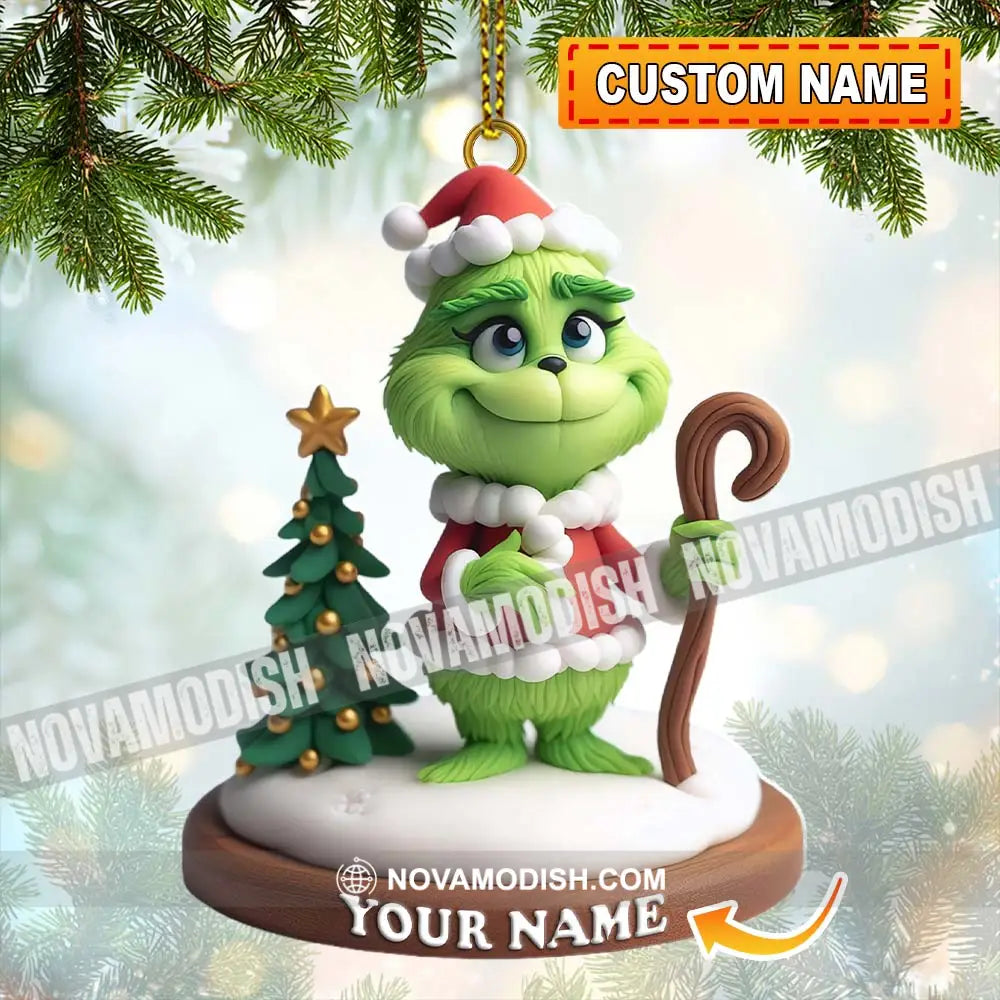 Custom Name Santa Grinch Ornament Christmas Decoration