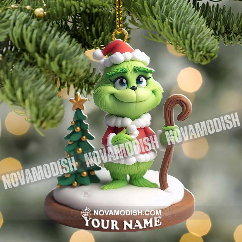 Custom Name Santa Grinch Ornament Christmas Decoration