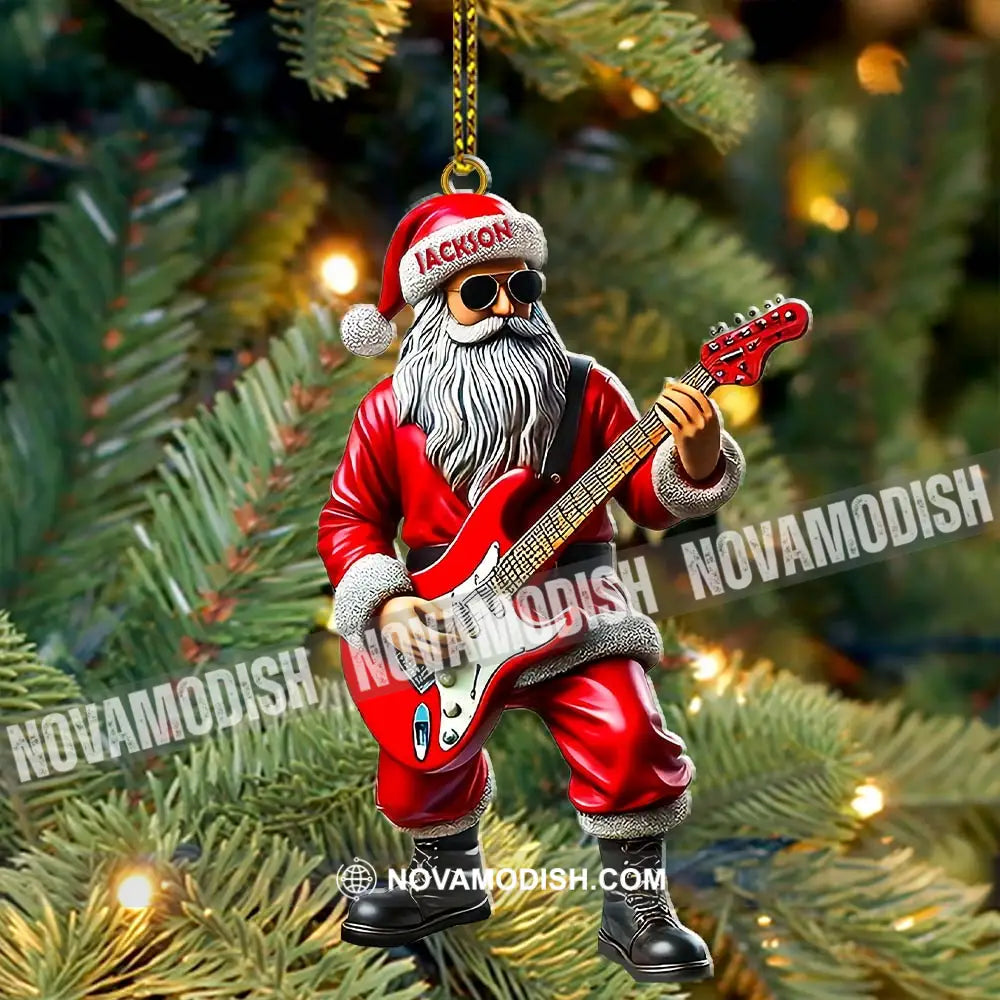 Custom Name Santa Guitar Ornament Christmas Gift