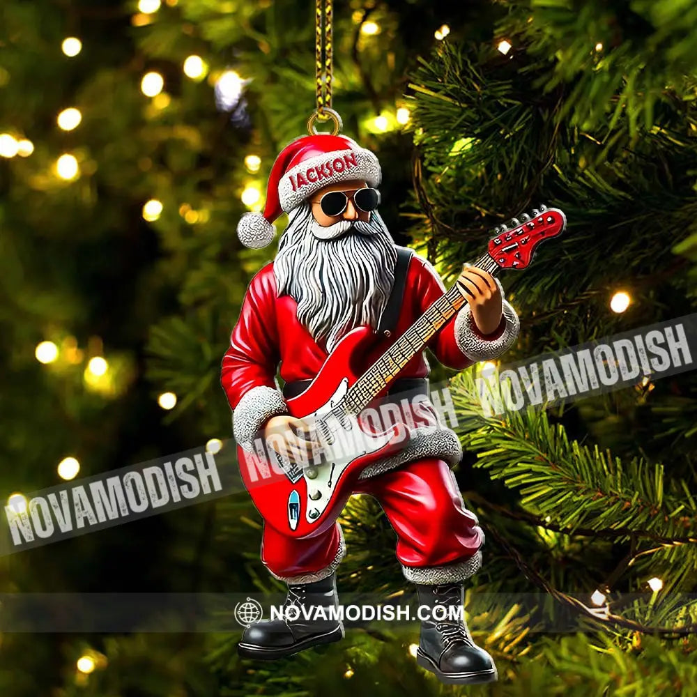 Custom Name Santa Guitar Ornament Christmas Gift