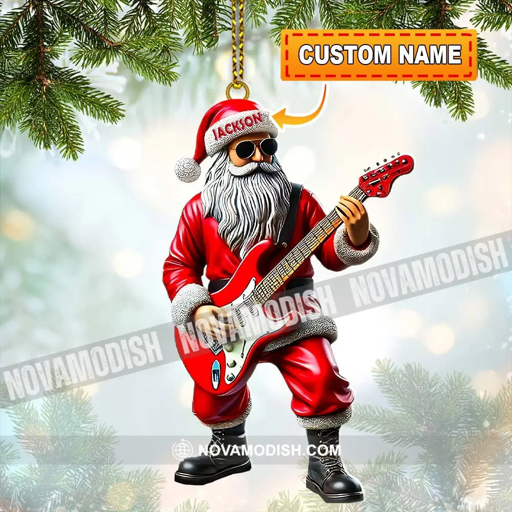 Custom Name Santa Guitar Ornament Christmas Gift