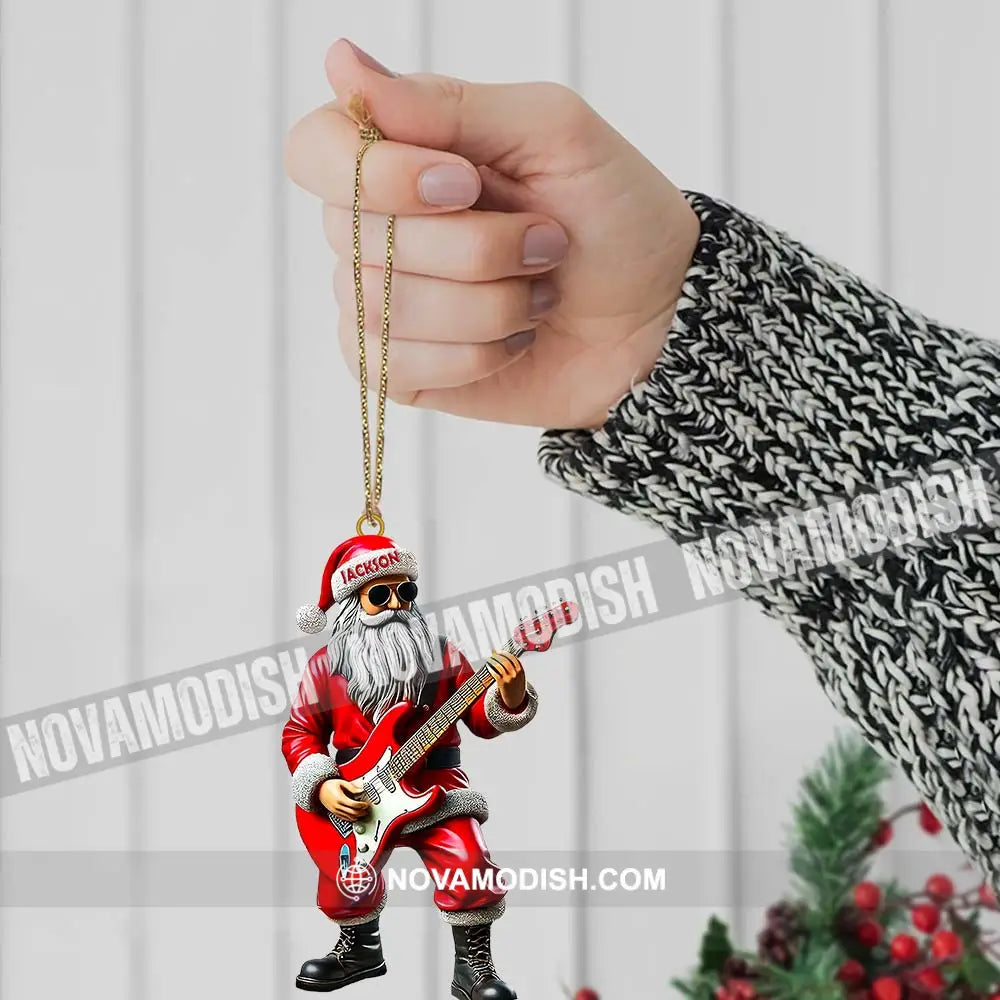 Custom Name Santa Guitar Ornament Christmas Gift