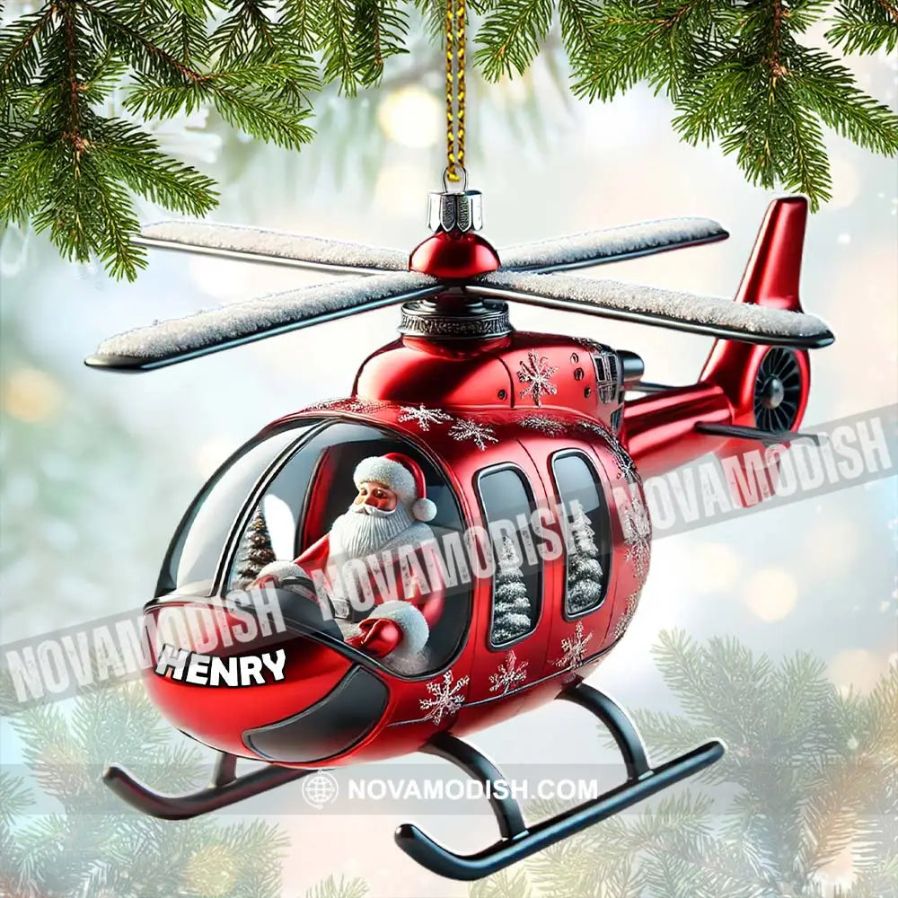 Custom Name Santa Helicopter Ornament Christmas Gift 3.54’’ / 1