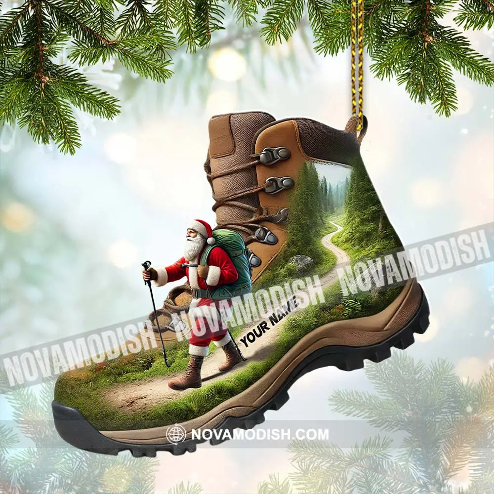 Custom Name Santa Hiking Ornament Lover Christmas Gift 3.54’’ / 1