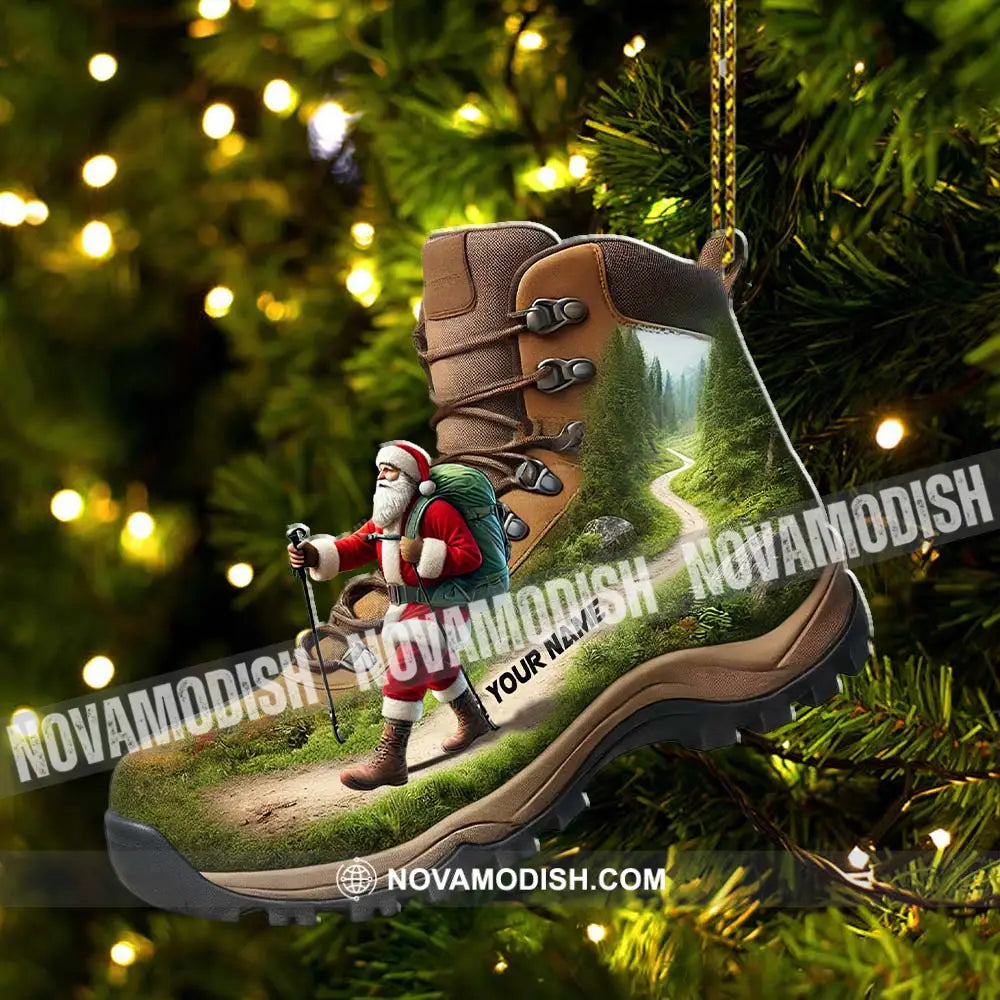 Custom Name Santa Hiking Ornament Lover Christmas Gift