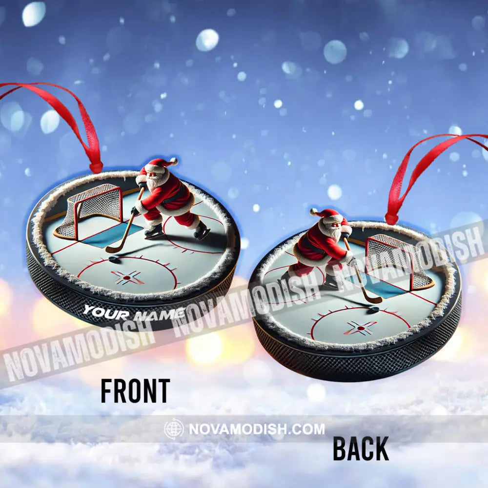 Custom Name Santa Hockey Ornament Lover Christmas Gift