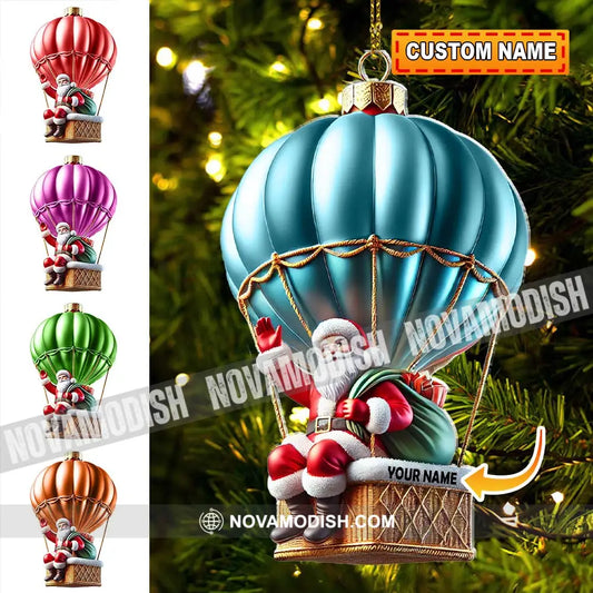 Custom Name Santa Hot Air Balloon Ornament Christmas Gift