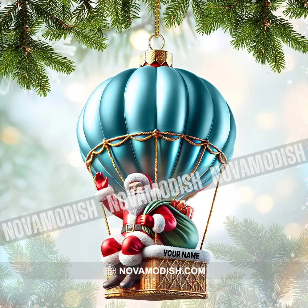 Custom Name Santa Hot Air Balloon Ornament Christmas Gift 3.54’’ / 1