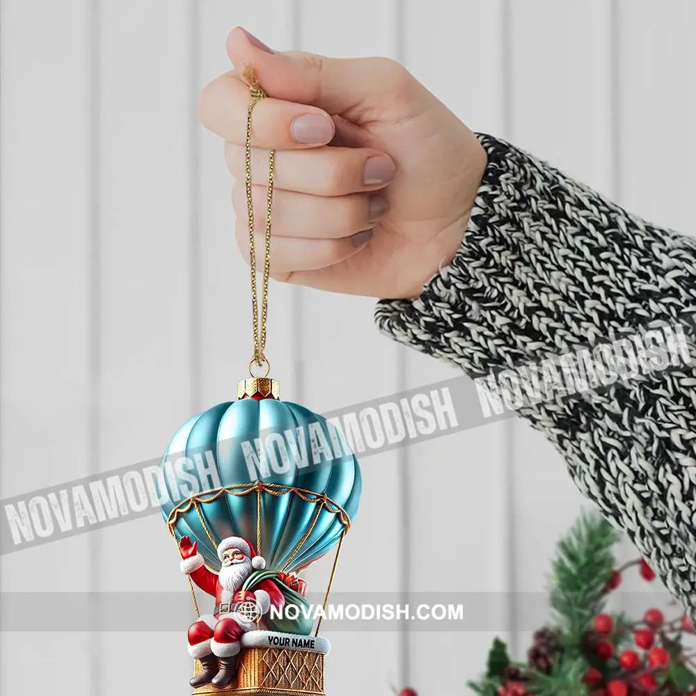 Custom Name Santa Hot Air Balloon Ornament Christmas Gift