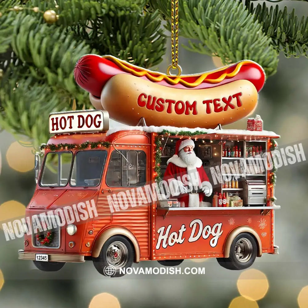 Custom Name Santa Hot Dog Ornament Christmas Gift Decor