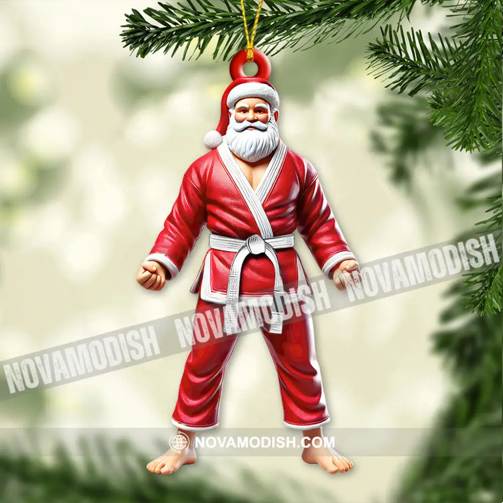 Custom Name Santa Jiujutsu Ornament Christmas Gift 3.54’’ / 1