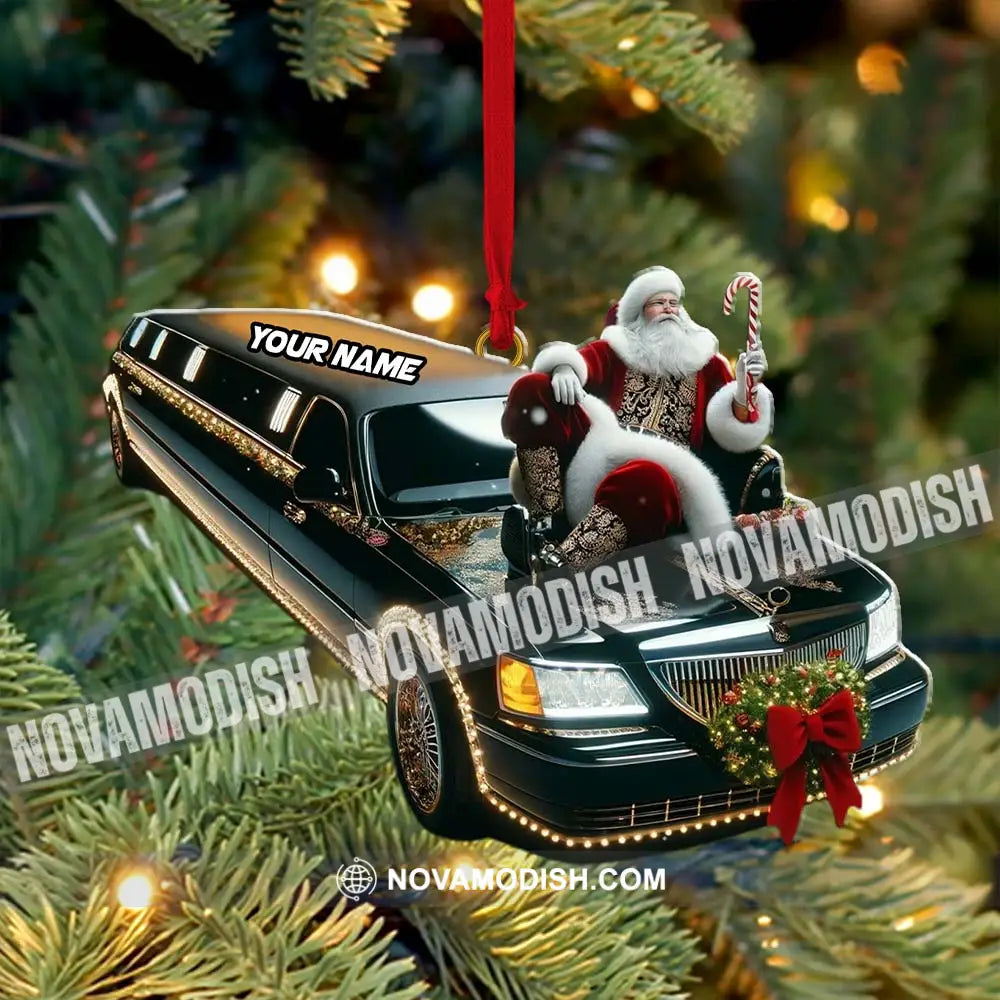 Custom Name Santa Limousine Ornament Christmas Gift Decoration