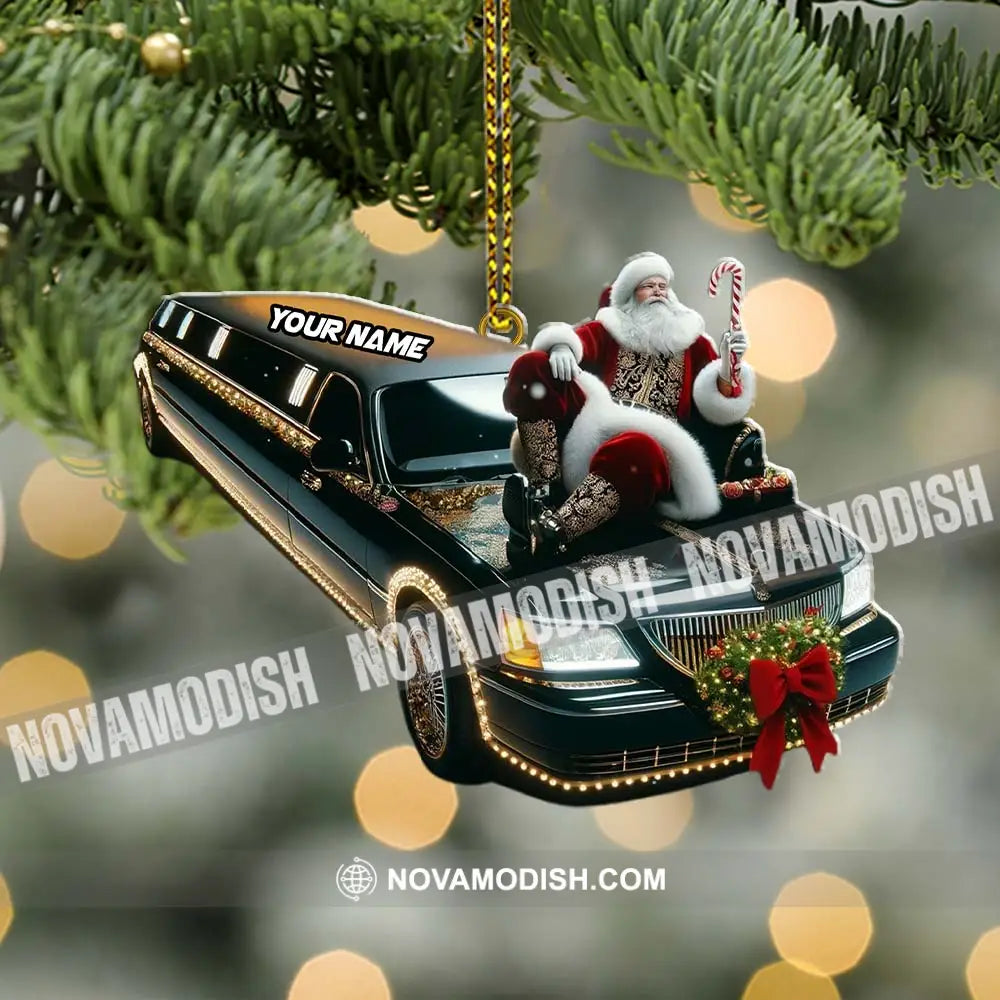 Custom Name Santa Limousine Ornament Christmas Gift Decoration