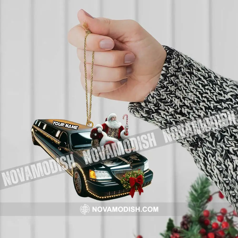 Custom Name Santa Limousine Ornament Christmas Gift Decoration