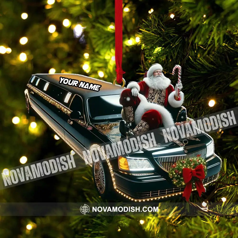 Custom Name Santa Limousine Ornament Christmas Gift Decoration