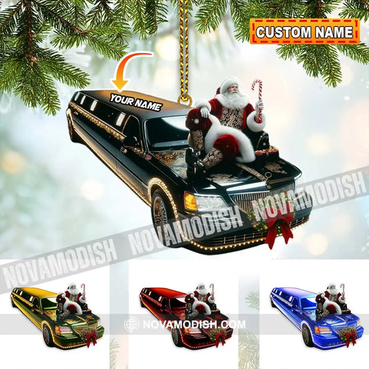 Custom Name Santa Limousine Ornament Christmas Gift Decoration