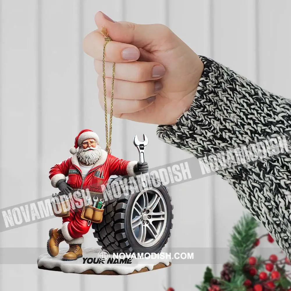 Custom Name Santa Mechanic Ornament Christmas Gift