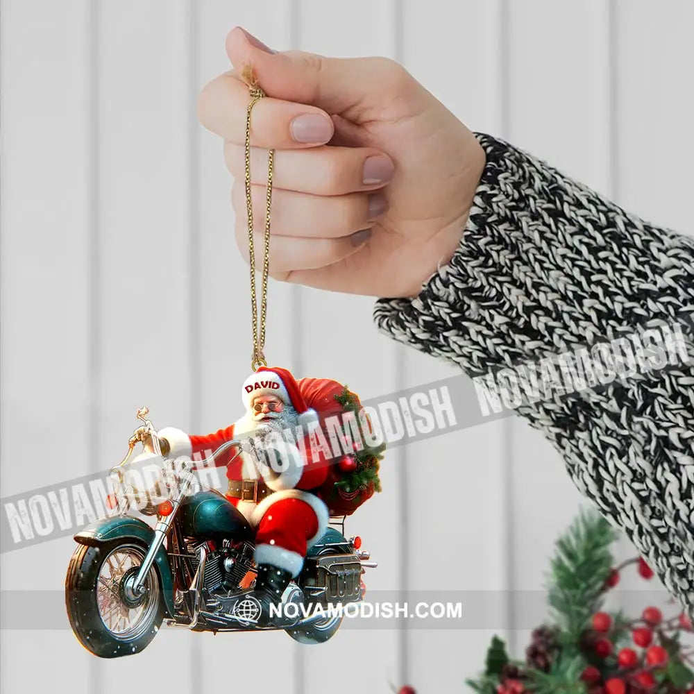 Custom Name Santa Motorbike Ornament Christmas Gift