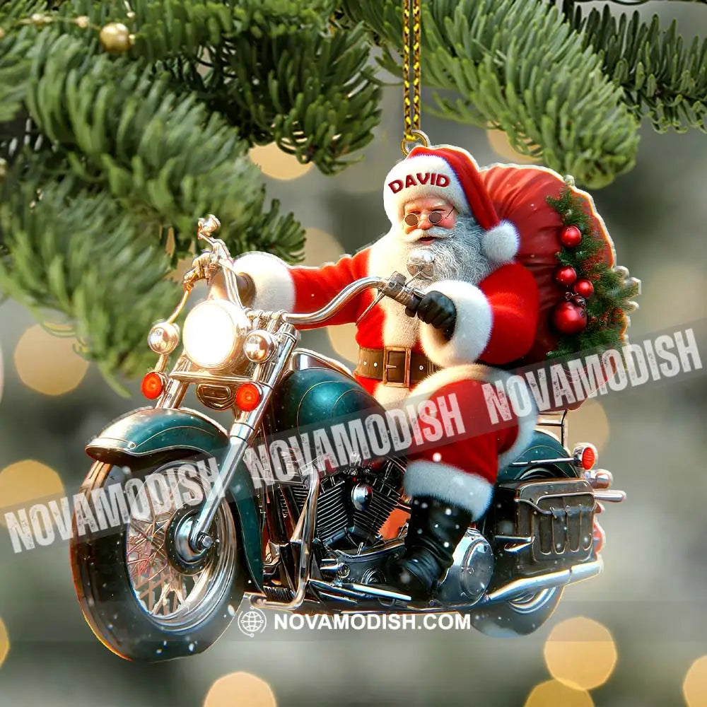 Custom Name Santa Motorbike Ornament Christmas Gift