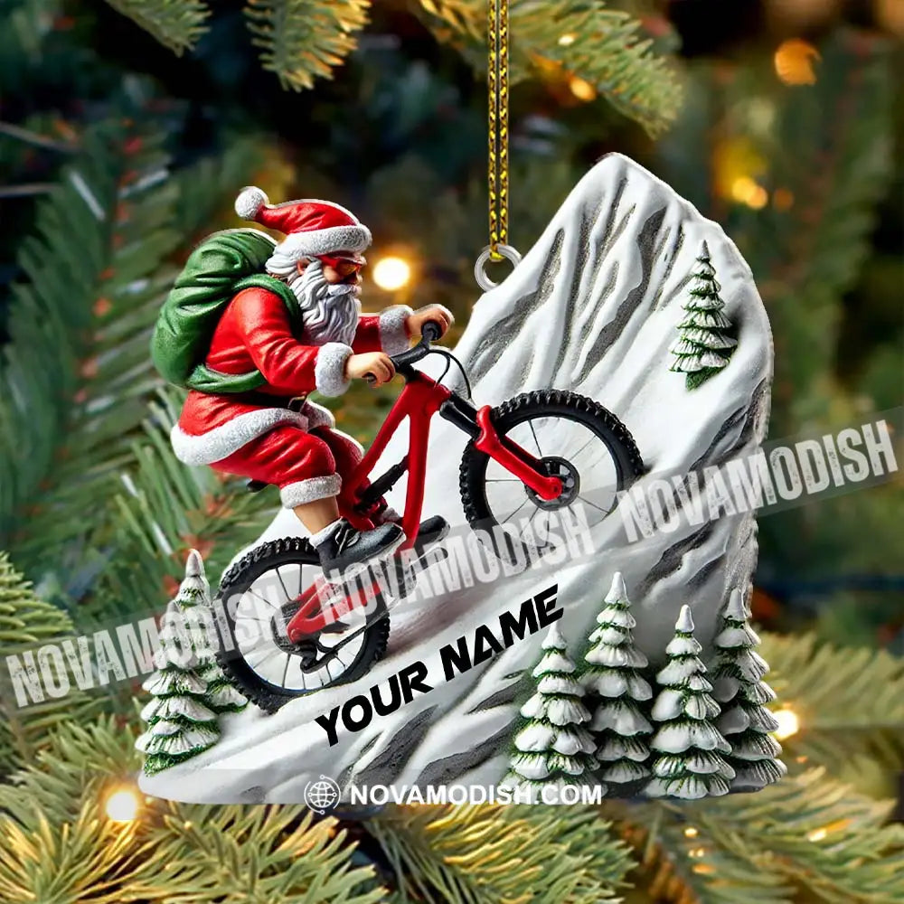 Custom Name Santa Mountain Bike Ornament Christmas Gift