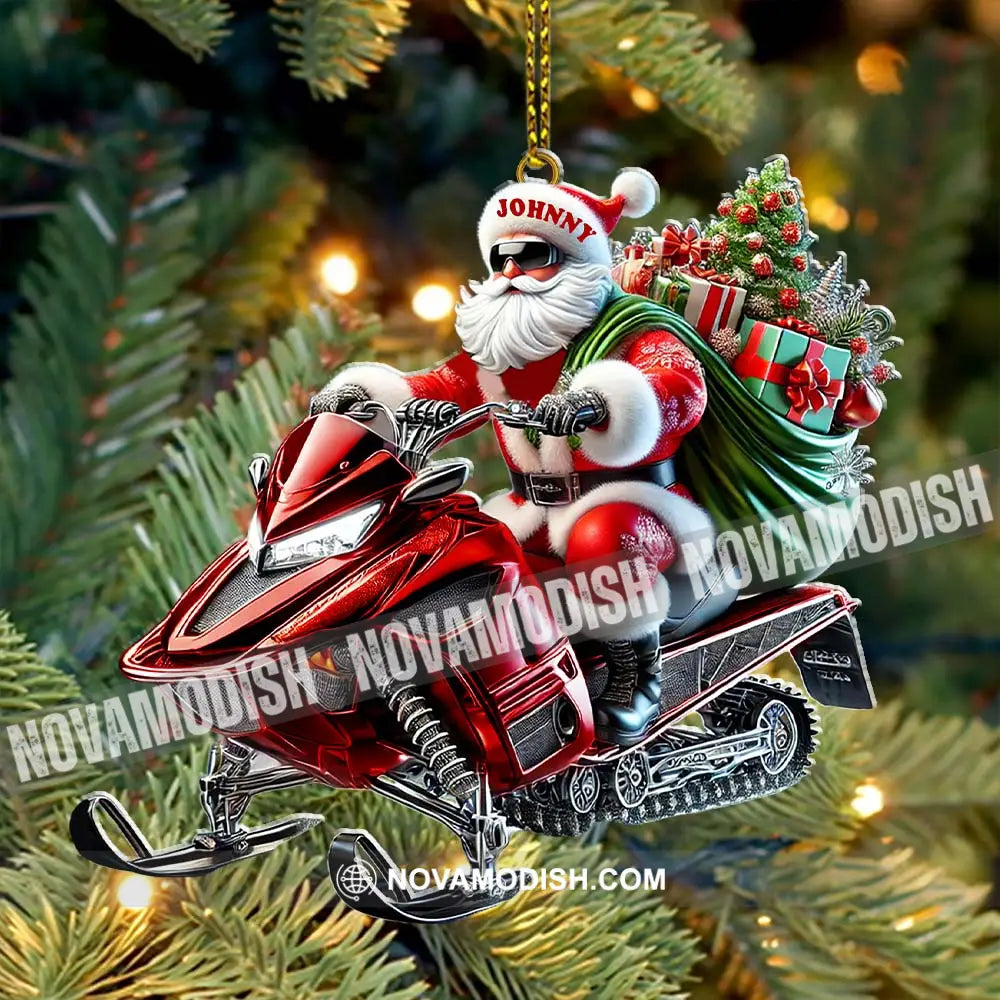 Custom Name Santa Mountain Bike Ornament Christmas Gift