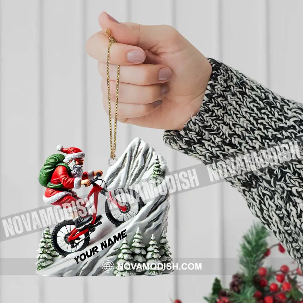 Custom Name Santa Mountain Bike Ornament Christmas Gift