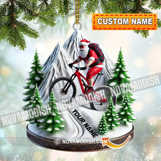 Custom Name Santa Mountain Bike Ornament Christmas Gift