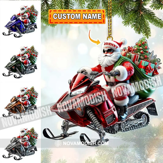 Custom Name Santa Mountain Bike Ornament Christmas Gift