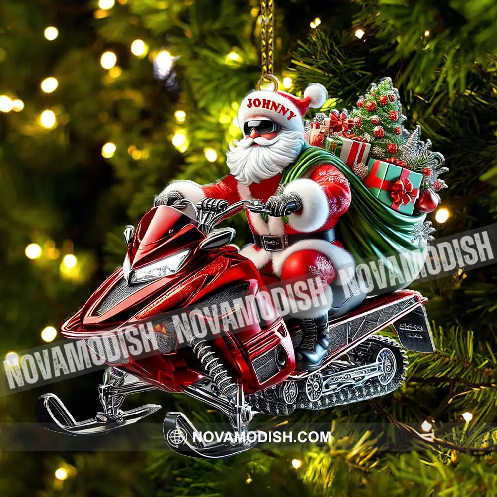 Custom Name Santa Mountain Bike Ornament Christmas Gift