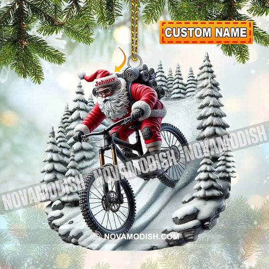 Custom Name Santa Mountain Bike Ornament Christmas Gift For Lover